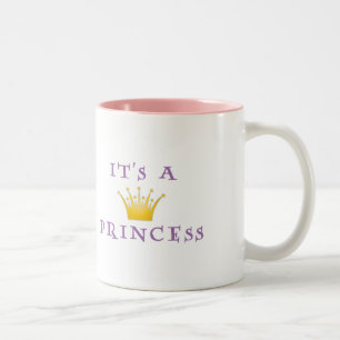 Golden Crown "It's a Princess" with Wizard font Two-Tone Coffee Mug
