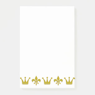 Golden Crown & Lily Border + your ideas Post-it Notes