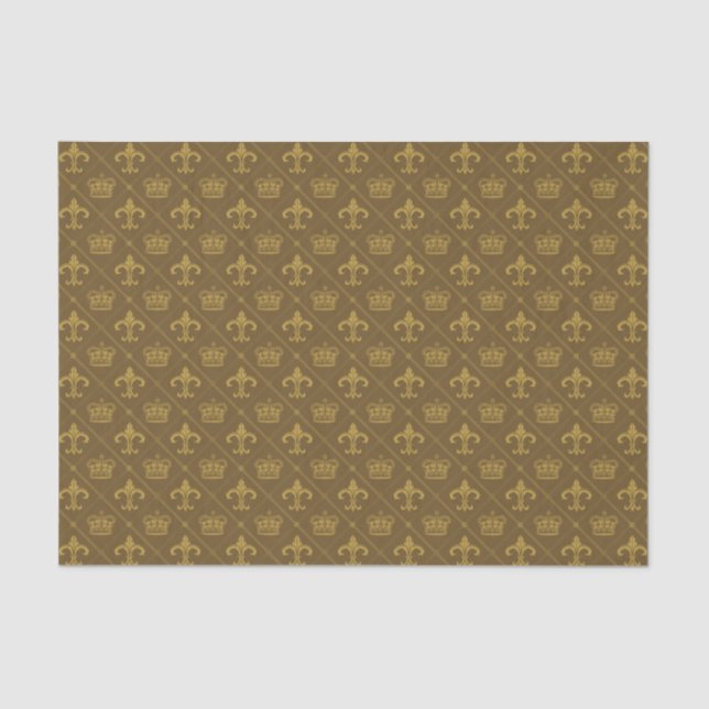 Golden Crown & Lily Pattern + your ideas Tissue Paper (Front)