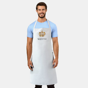Golden Crown Personalized Name White Apron