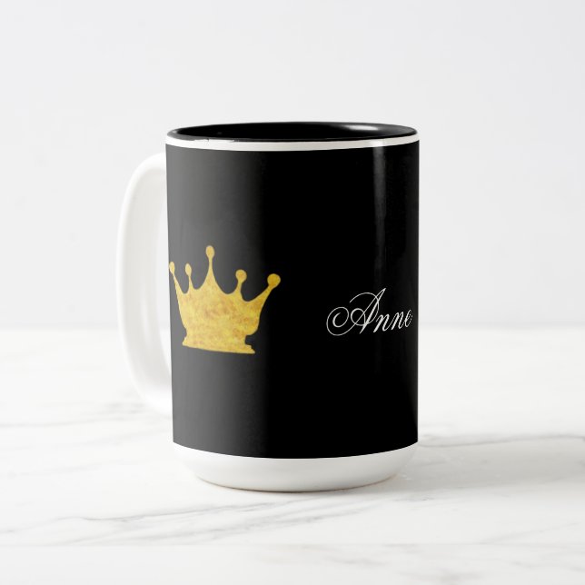 Golden crown Personalized Two-Tone Coffee Mug (Front Left)