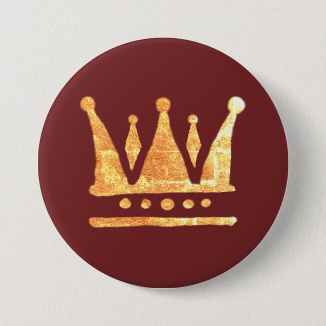 Golden Crown Round Badge 3 Inch Round Button (Front)