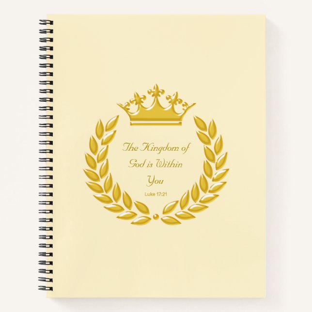 Golden Crown & The Kingdom of God Bible Verse Note Notebook (Front)