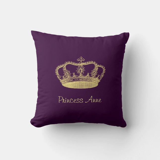 Golden Crown Throw Pillow (Front)