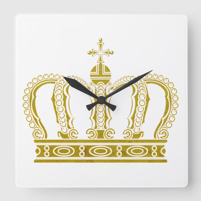 Golden Crown + your ideas Square Wall Clock (Front)