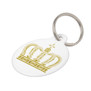 Golden Crown + your text Pet Tag