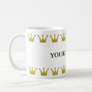 Golden Crowns Border + your text & background Coffee Mug