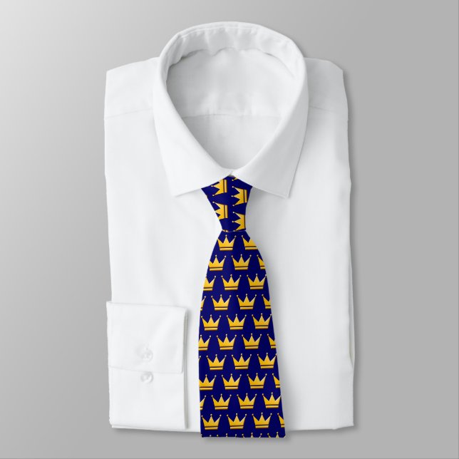 Golden Crowns II - Dark Blue 000066 Tie (Tied)