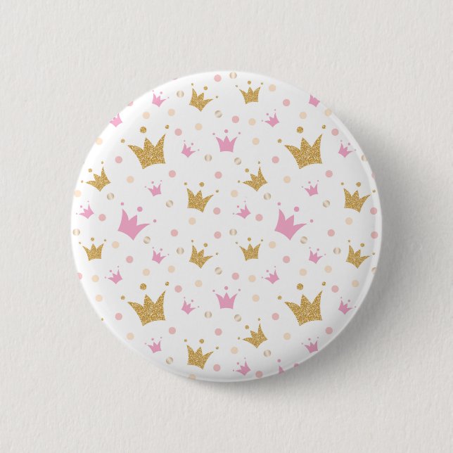 Golden Crowns Pattern 2 Inch Round Button (Front)