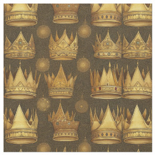 Golden Crowns Pattern  Fabric