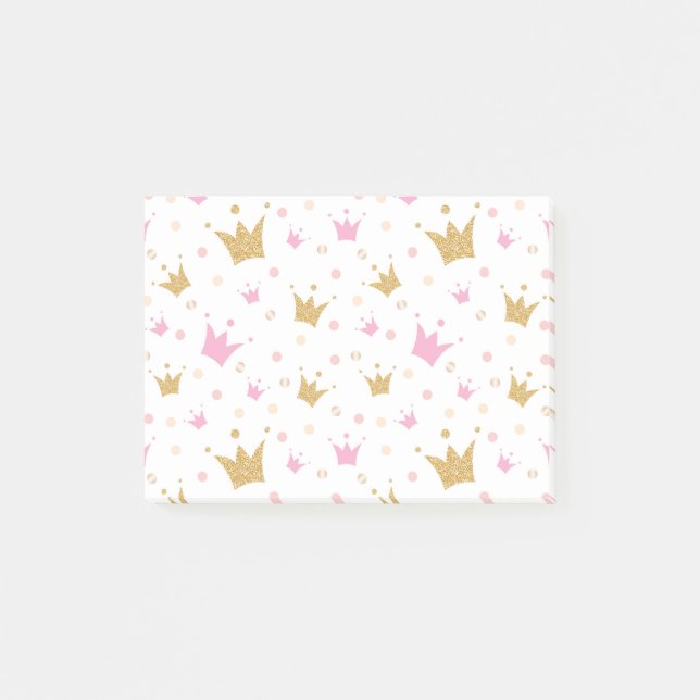Golden Crowns Pattern Post-it Notes (Front)