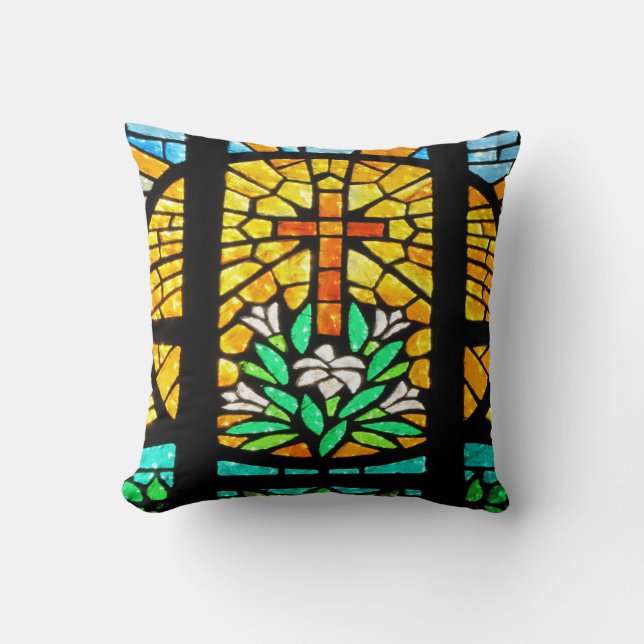 Golden Crucifix Throw Pillow (Front)
