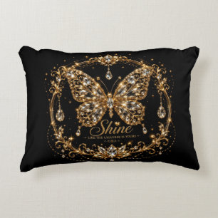 Golden Crystal Butterfly Shine Luxury Jewellery Ar Accent Pillow