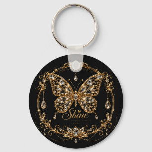 Golden Crystal Butterfly Shine Luxury Jewellery Ar Keychain