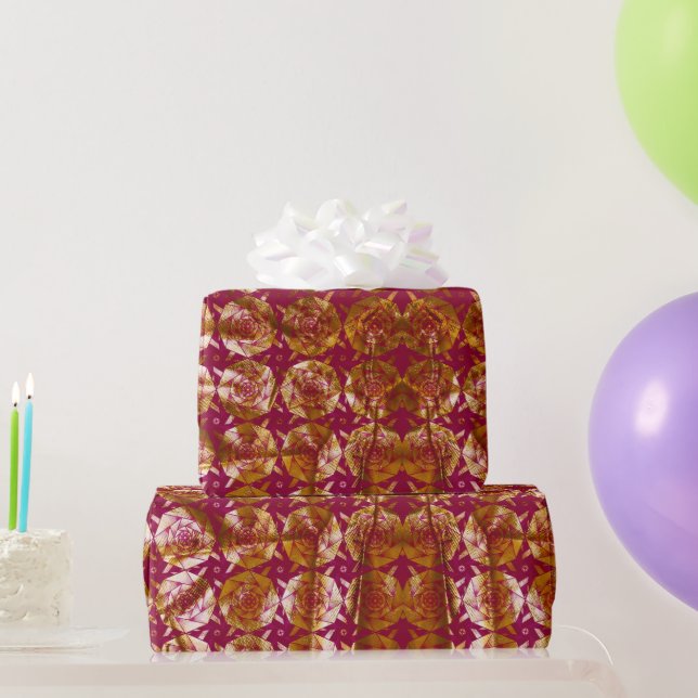 Golden cubist rose Christmas pattern  Wrapping Paper (Party Gifts)