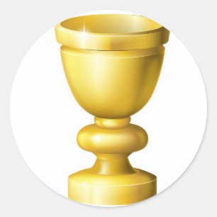 Golden cup grail or goblet classic round sticker