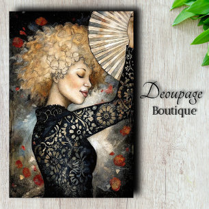 Golden Curls and Midnight Lace Decoupage Tissue Paper