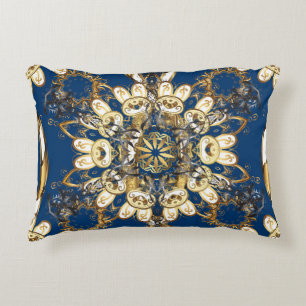 Golden Curls, Oriental Vintage Pattern. Accent Pillow