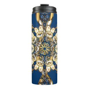 Golden Curls, Oriental Vintage Pattern. Thermal Tumbler