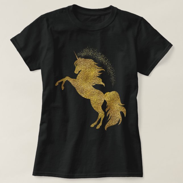 Golden Cute Glitter Beautiful Unicorn T Gold Tee 8 (Design Front)