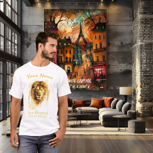 Golden Cyber Lion – Custom Name Futuristic Spirit  T-Shirt