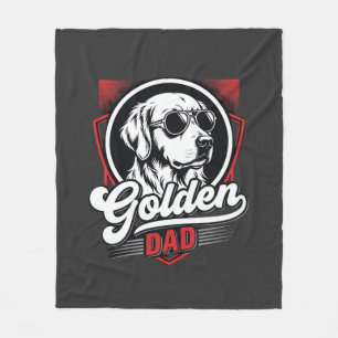 Golden Dad Golden Retriever Sunglasses Design Fleece Blanket