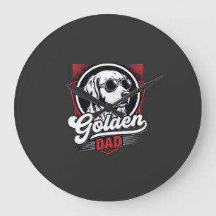 Golden Dad Golden Retriever Sunglasses Design Large Clock