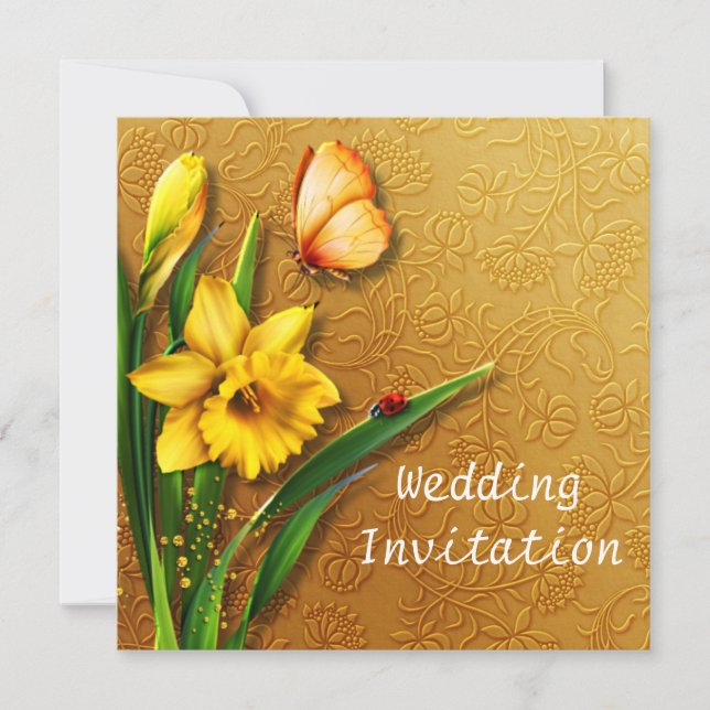 Golden Daffodils Invitation Card (Front)