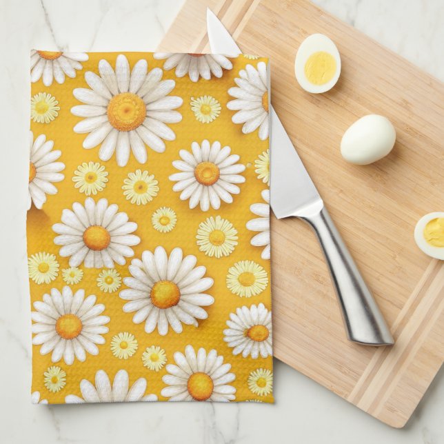 Golden Daisy Garden Kitchen Towel (Quarter Fold)