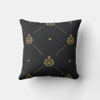 Golden Damask Pattern Throw Pillow