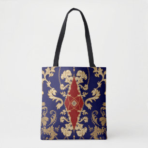 Golden Damask seamless pattern. Vintage indian wal Tote Bag