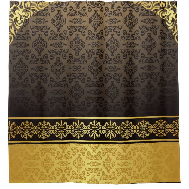 Golden Damask Shower Curtain (Front)