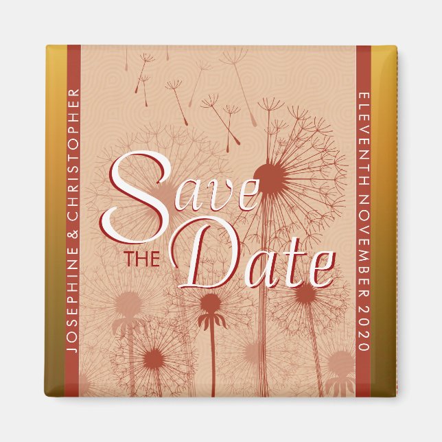 Golden Dandelion Save the Date Magnet (Front)