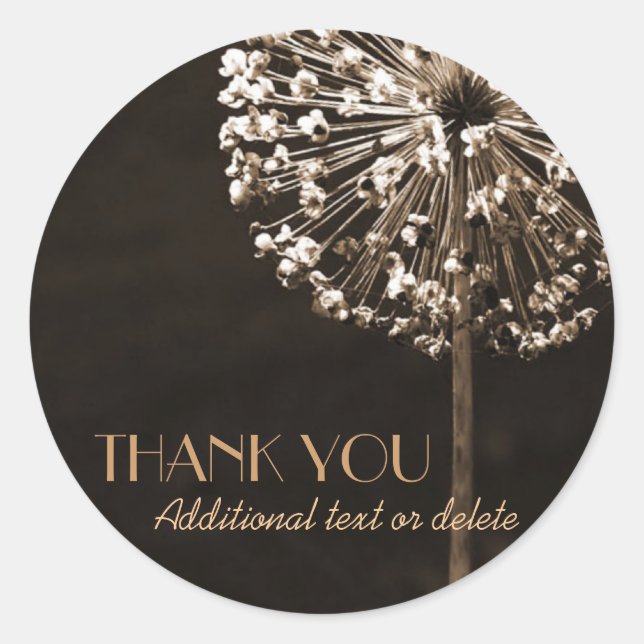 Golden Dandelion Wishes Thank-You Classic Round Sticker (Front)