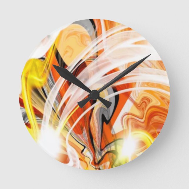Golden Dark Swirl Round Clock (Front)