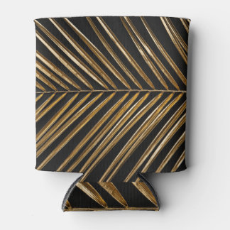 Golden Date Palm Leaf: Black Minimalist Can Cooler
