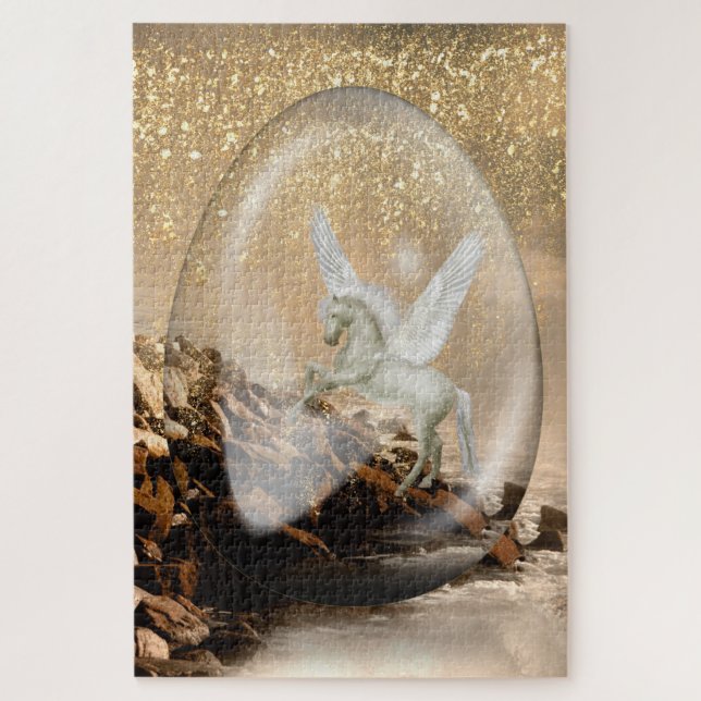 Golden Dawn of the Pegasus Jigsaw Puzzle (Vertical)