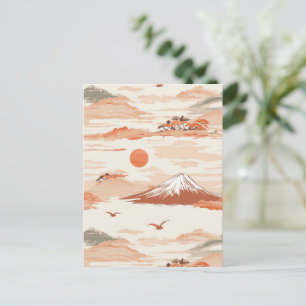 Golden Dawn Over Mount Fuji – Watercolor Sunrise 4 Postcard
