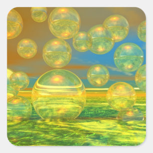 Golden Days - Yellow & Azure Tranquillity Square Sticker