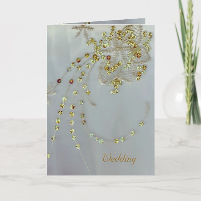 Golden Deco Wedding Card (Front)