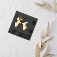 Golden Deer Buck and Doe Silhouettes