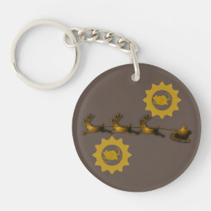 Golden Deer Christmas Santa Claus Acrylic Keychain