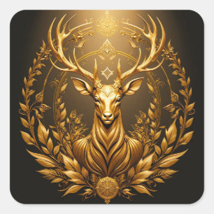 Golden Deer Emblem Square Sticker