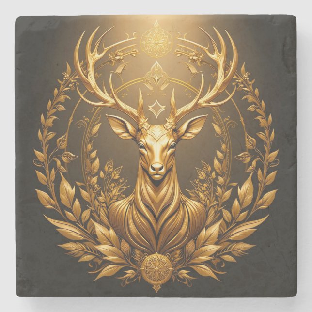 Golden Deer Emblem Stone Coaster (Front)