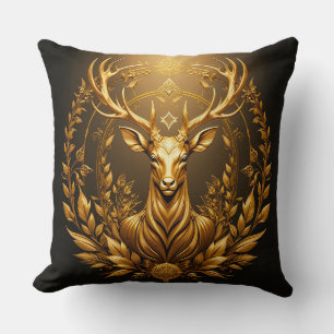 Golden Deer Emblem Throw Pillow