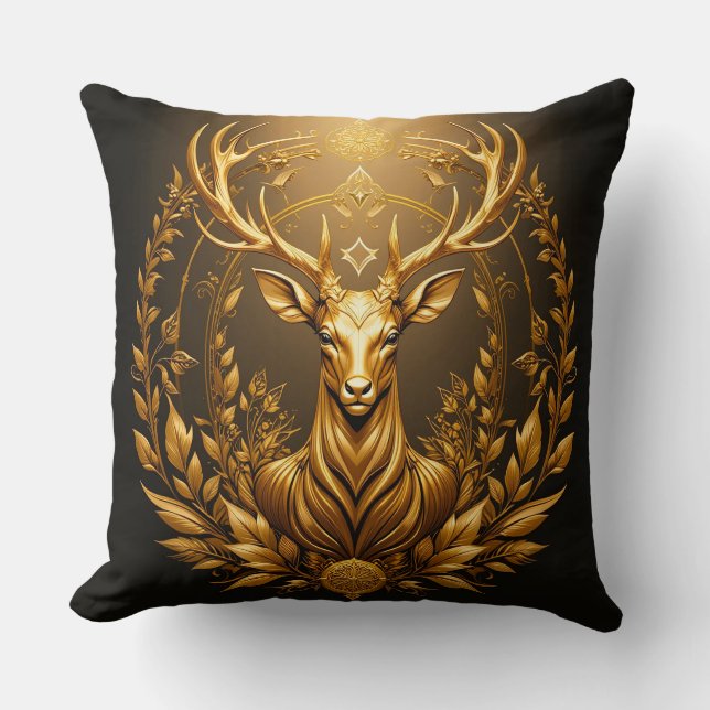 Golden Deer Emblem Throw Pillow (Front)