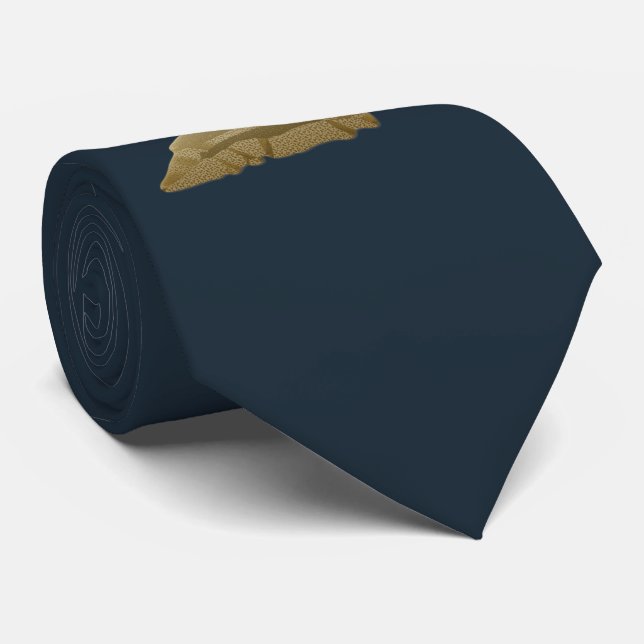 Golden Deer on Dark Blue, Customizable Tie (Rolled)