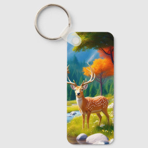 Golden Deer Standing in The Forest-987679 Keychain