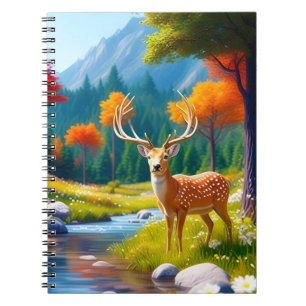 Golden Deer Standing in The Forest-987679 Notebook