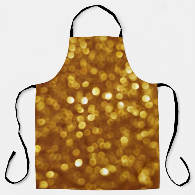 Golden defocused glitter, sparkling texture. apron (Front)